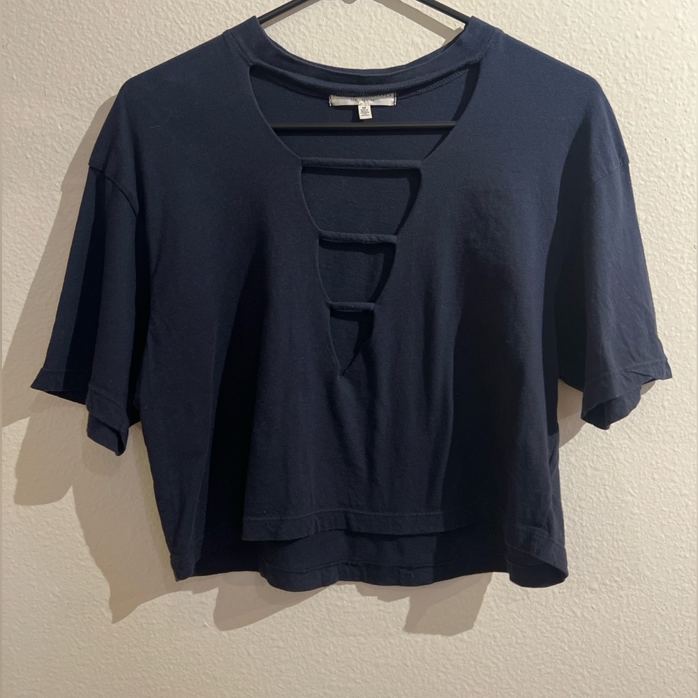 Truly Madly Deeply Navy Crop Top with Cut-Out Detail | Size M